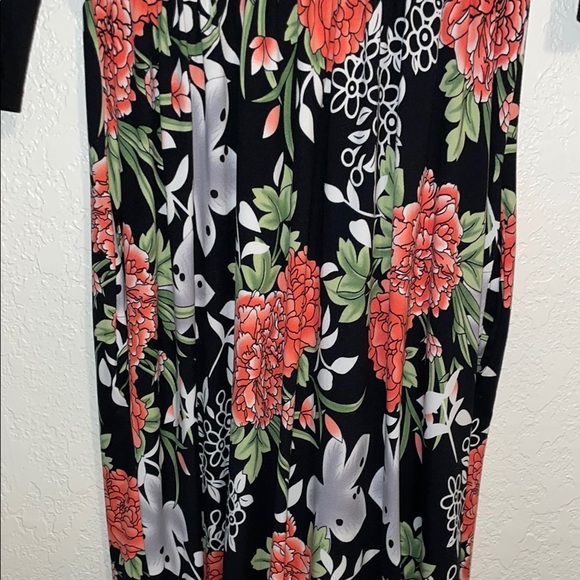 Casual Black and pink maxi Dress with 3/4 Sleeves - Picture 3 of 7